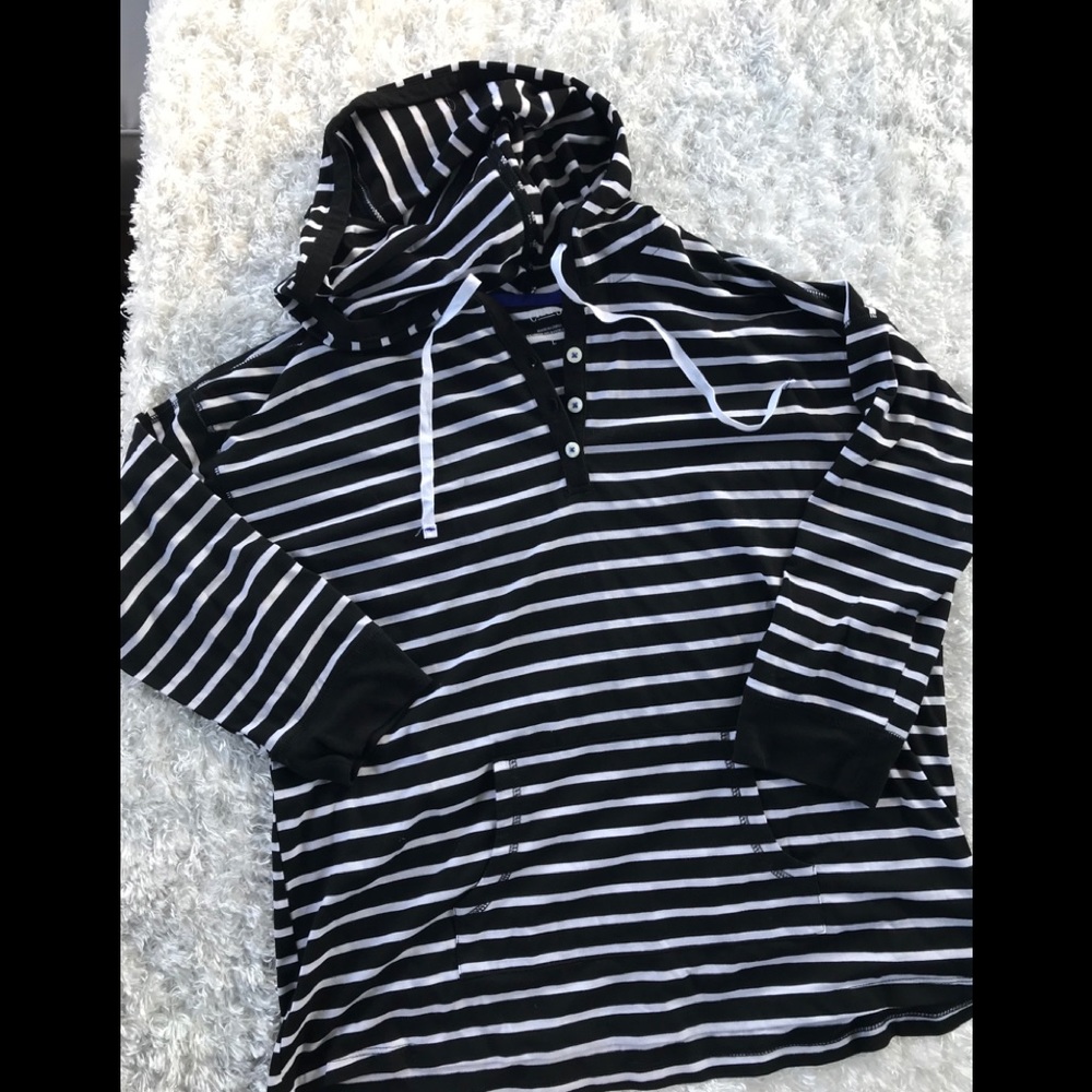 Chaps B/W stripped hoodie-L